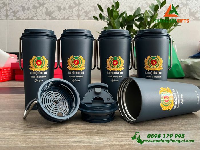 Ly Giữ Nhiệt Lock&Lock LHC4269 - In Khắc Logo Chi Bộ Công An Phường Tân Hưng Thuận