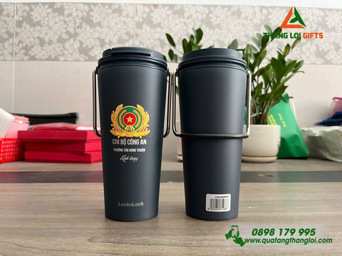 Ly Giữ Nhiệt Lock&Lock LHC4269 - In Khắc Logo Chi Bộ Công An Phường Tân Hưng Thuận