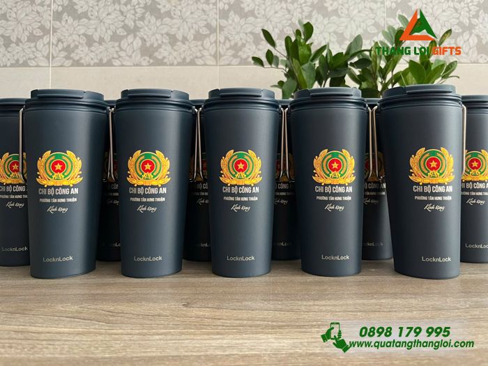 Ly Giữ Nhiệt Lock&Lock LHC4269 - In Khắc Logo Chi Bộ Công An Phường Tân Hưng Thuận