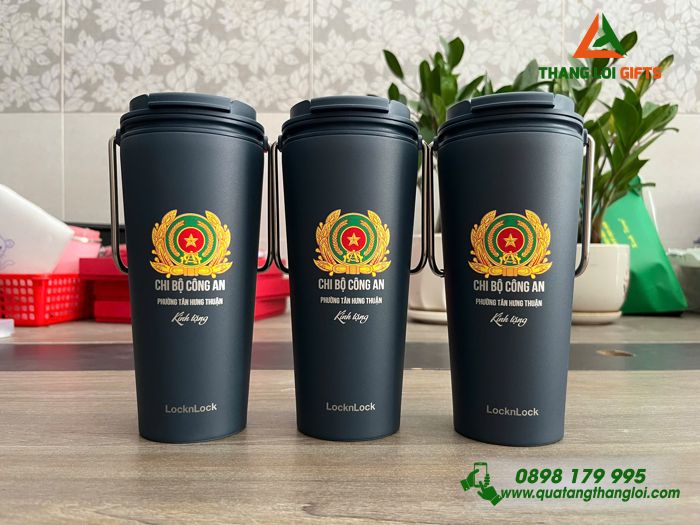 Ly Giữ Nhiệt Lock&Lock LHC4269 - In Khắc Logo Chi Bộ Công An Phường Tân Hưng Thuận
