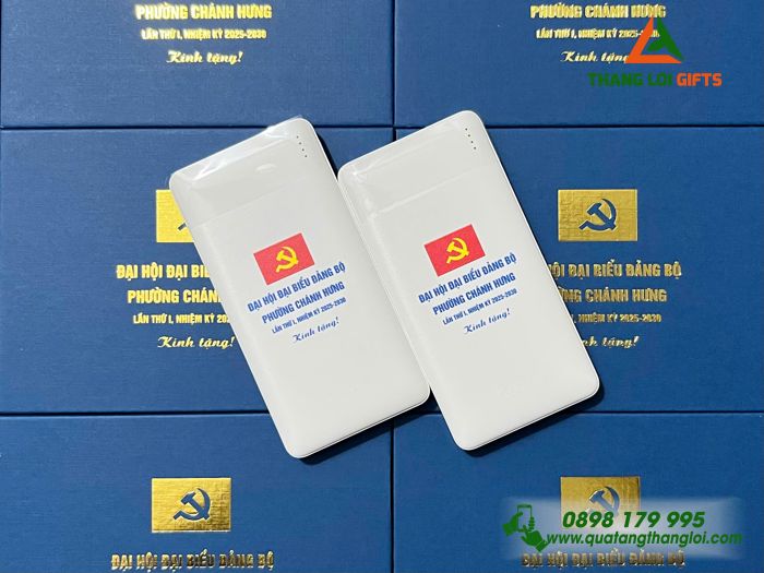 Pin Sạc Dự Phòng Hoco 10.000mAh - In Logo Đảng Làm Quà Đại Hội Đảng Bộ Phường Chánh Hưng