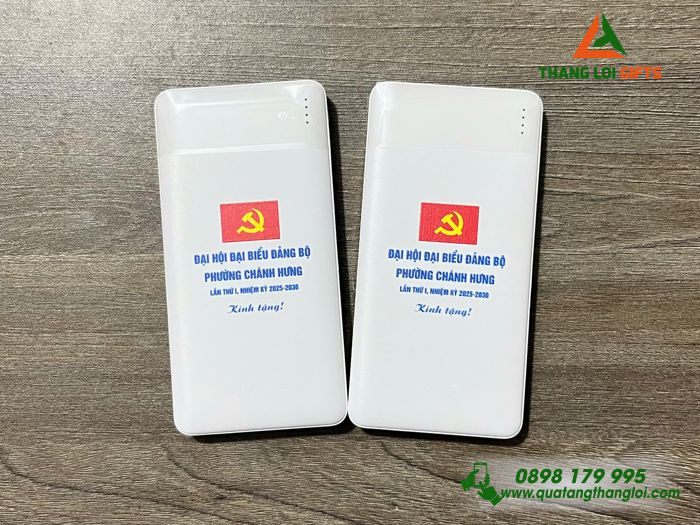 Pin Sạc Dự Phòng Hoco 10.000mAh - In Logo Đảng Làm Quà Đại Hội Đảng Bộ Phường Chánh Hưng