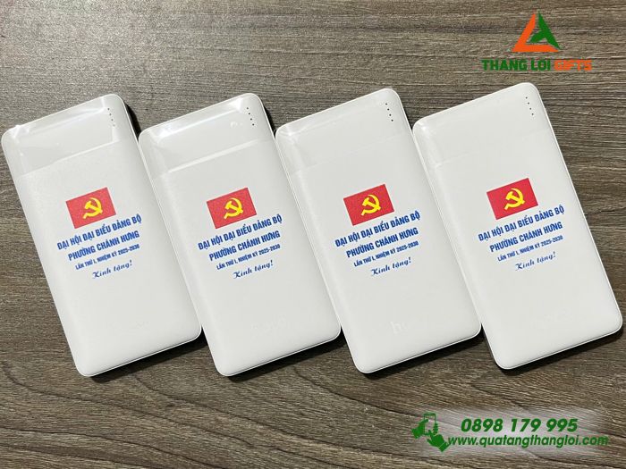 Pin Sạc Dự Phòng Hoco 10.000mAh - In Logo Đảng Làm Quà Đại Hội Đảng Bộ Phường Chánh Hưng