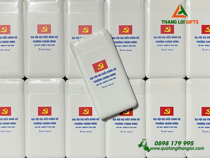 Pin Sạc Dự Phòng Hoco 10.000mAh - In Logo Đảng Làm Quà Đại Hội Đảng Bộ Phường Chánh Hưng