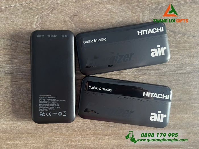 Pin Sạc Dự Phòng Energizer Màu Đen 10.000mAh - In Logo Doanh Nghiệp HITACHI air
