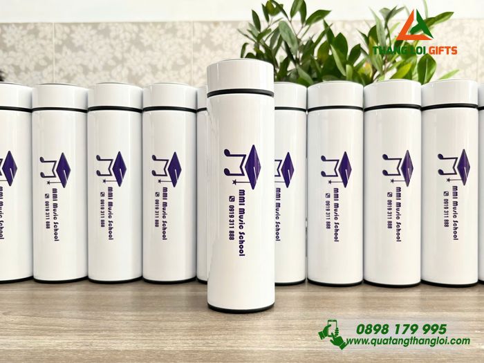 Bình Giữ Nhiệt Màu Trắng - In Logo MMI Music School
