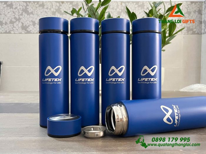 Bình Giữ Nhiệt Inox  Màu Xanh - Khắc Logo Doanh Nghiệp LIFETEX