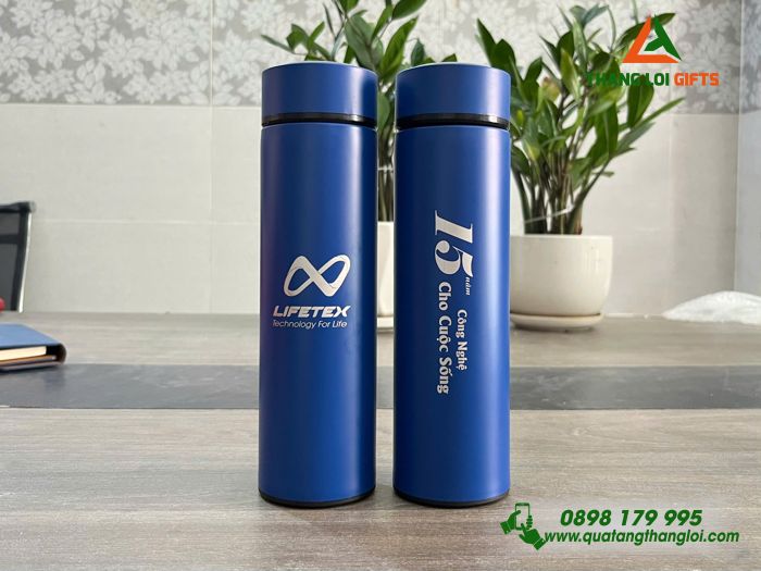 Bình Giữ Nhiệt Inox  Màu Xanh - Khắc Logo Doanh Nghiệp LIFETEX