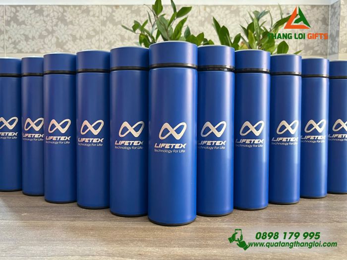 Bình Giữ Nhiệt Inox  Màu Xanh - Khắc Logo Doanh Nghiệp LIFETEX