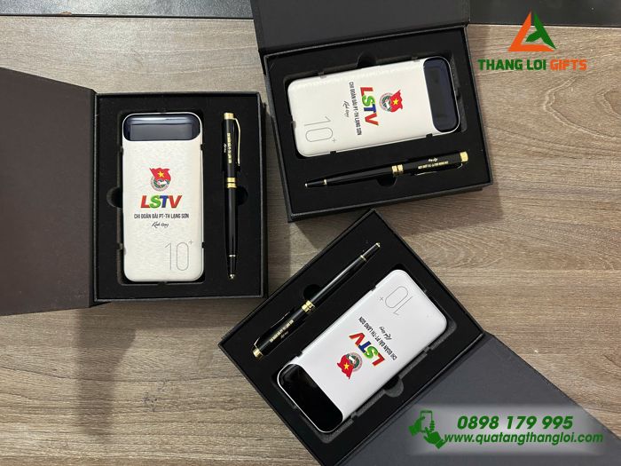 Bộ Quà Tặng (Pin Sạc Dự Phòng & Bút Ký) - In Khắc Logo Đài PT-TH Lạng Sơn LSTV