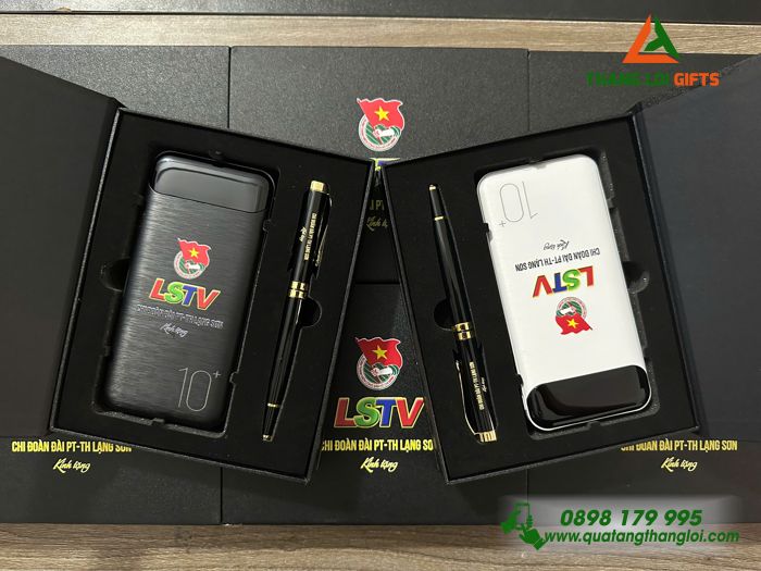 Bộ Quà Tặng (Pin Sạc Dự Phòng & Bút Ký) - In Khắc Logo Đài PT-TH Lạng Sơn LSTV