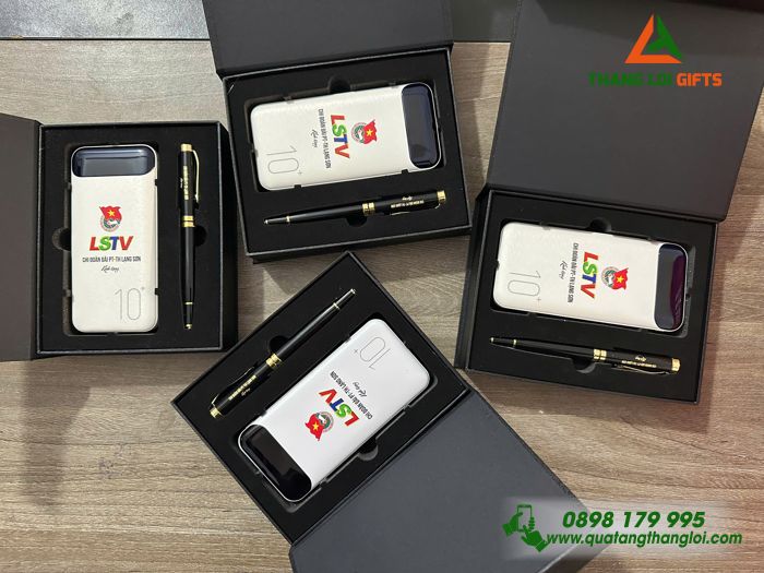 Bộ Quà Tặng (Pin Sạc Dự Phòng & Bút Ký) - In Khắc Logo Đài PT-TH Lạng Sơn LSTV