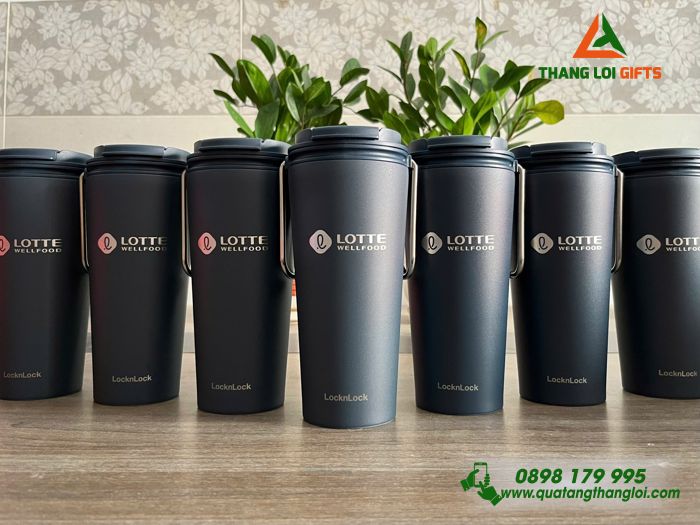 Ly Giữ Nhiệt Lock&Lock LHC4269 Màu Xanh Navy - Khắc Logo Lotte Wellfood