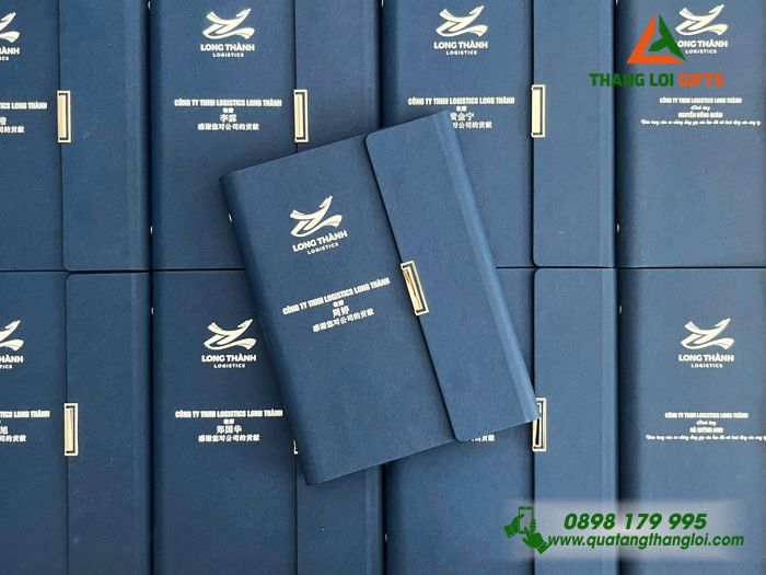 Sổ Tay Bìa Còng Gập 3 Màu Xanh - In Logo Doanh Nghiệp Long Thành Logistics