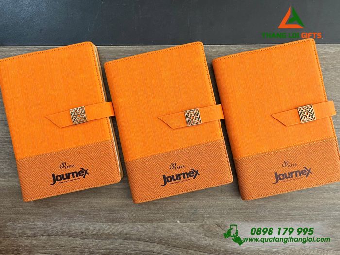 Sổ Tay Bìa Còng Màu Cam - In Logo Doanh Nghiệp Journex