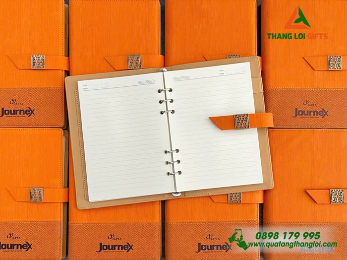 Sổ Tay Bìa Còng Màu Cam - In Logo Doanh Nghiệp Journex