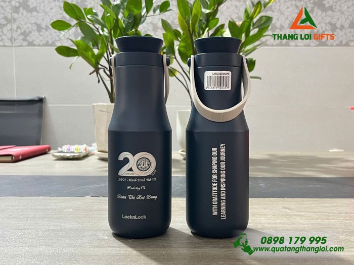 Bình Giữ Nhiệt Lock&Lock LHC4202 - Khắc Logo 20 Năm Trường Đại Học Nông Lâm TP.HCM
