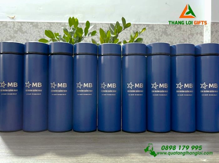 Bình Giữ Nhiệt Màu Xanh 500ml - Khắc Logo Ngân Hàng MB Bank
