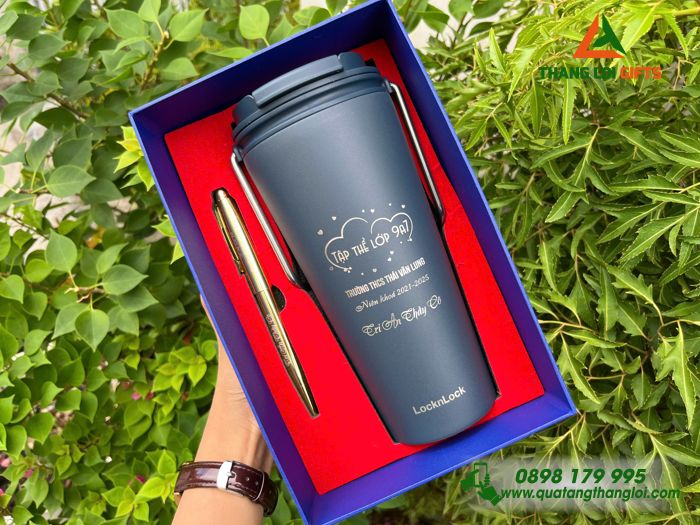 Combo Quà Tặng (Ly Giữ Nhiệt Lock&Lock & Bút Ký) - In Khắc Nôị Dung Làm Quà Tri Ân Thầy Cô