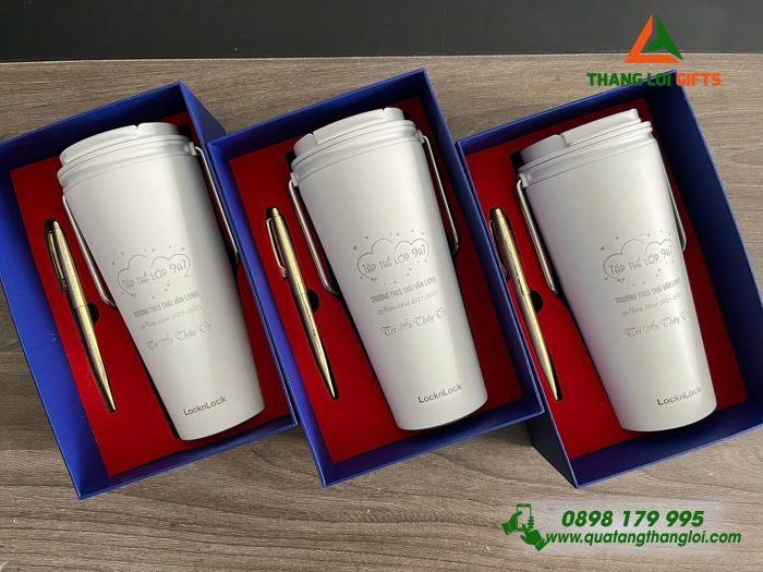 Combo Quà Tặng (Ly Giữ Nhiệt Lock&Lock & Bút Ký) - In Khắc Nôị Dung Làm Quà Tri Ân Thầy Cô