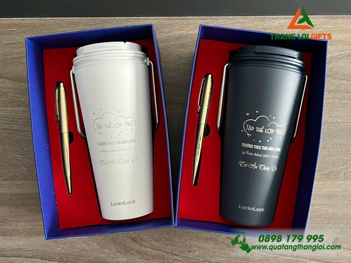 Combo Quà Tặng (Ly Giữ Nhiệt Lock&Lock & Bút Ký) - In Khắc Nôị Dung Làm Quà Tri Ân Thầy Cô