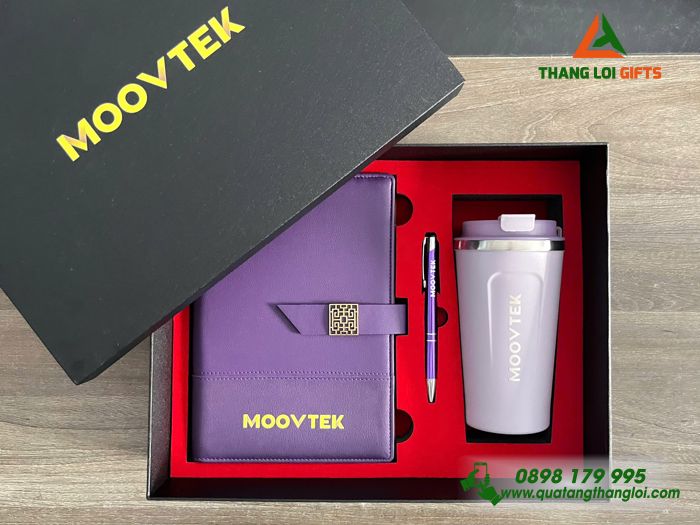 Sổ Tay Bìa Còng Màu Đỏ - In Logo Doanh Nghiệp Thái Hương Làm Quà Nhân Ngày 20/10