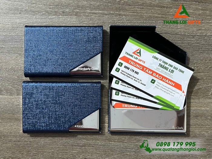 Hộp Đựng Namecard Vát Cạnh Màu Xanh - Khắc Logo Doanh Nghiệp Kimberly Clark