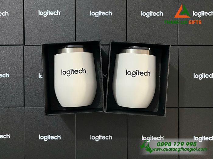 Ly Giữ Nhiệt Mini 350ml Màu Trắng - In Logo Doanh Nghiệp Logitech