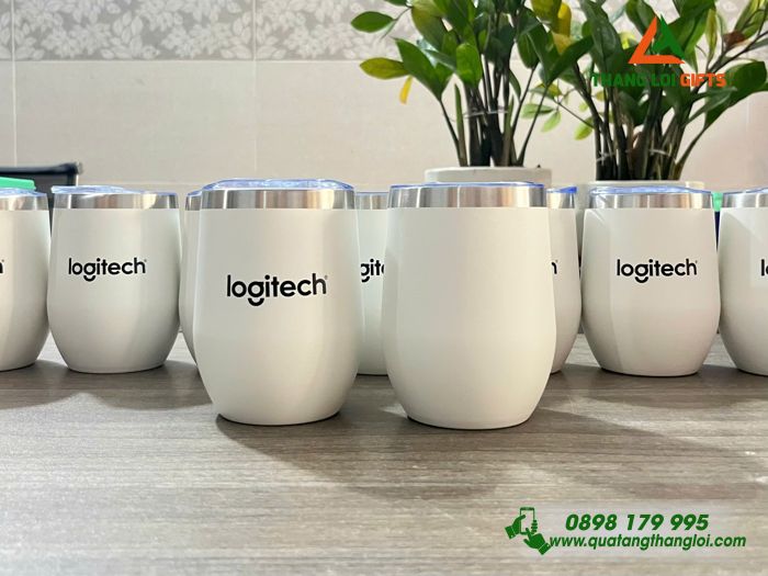 Ly Giữ Nhiệt Mini 350ml Màu Trắng - In Logo Doanh Nghiệp Logitech