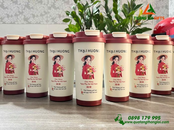 Ly Giữ Nhiệt 530ml Màu Đỏ - In Logo Doanh Nghiệp Thái Hương Làm Quà Nhân Ngày 20/10