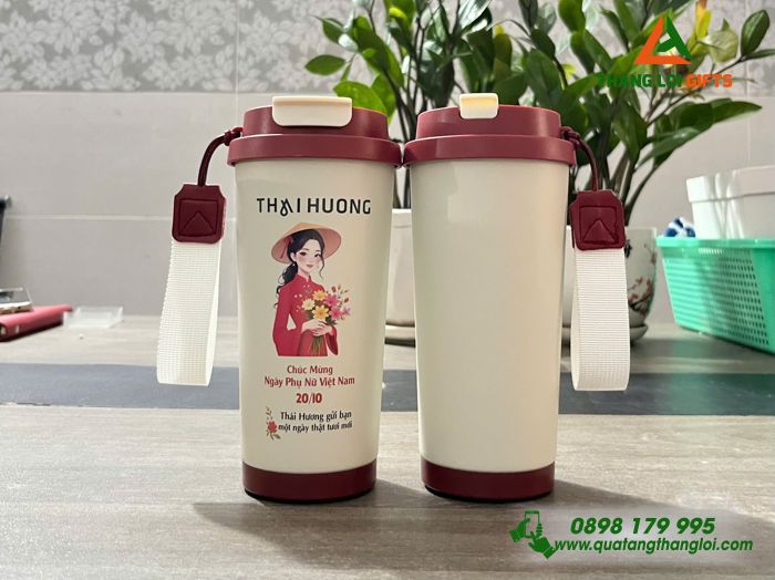Ly Giữ Nhiệt 530ml Màu Đỏ - In Logo Doanh Nghiệp Thái Hương Làm Quà Nhân Ngày 20/10