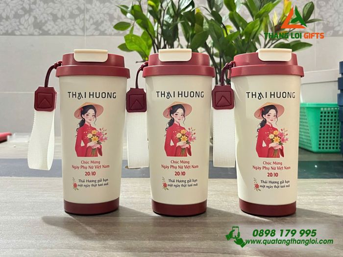 Ly Giữ Nhiệt 530ml Màu Đỏ - In Logo Doanh Nghiệp Thái Hương Làm Quà Nhân Ngày 20/10