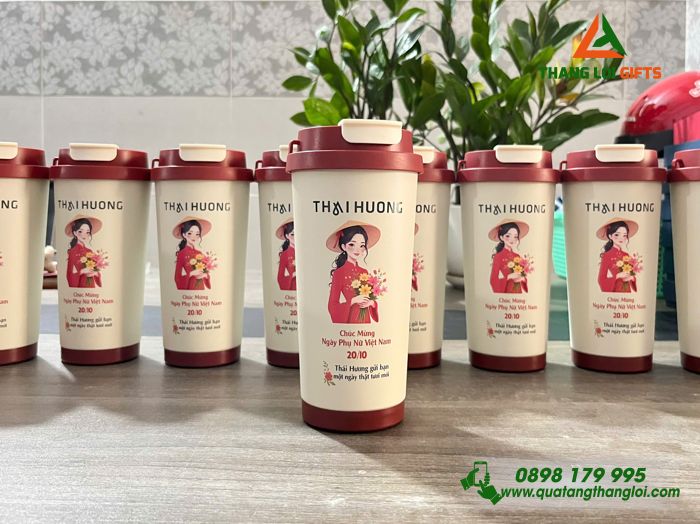 Ly Giữ Nhiệt 530ml Màu Đỏ - In Logo Doanh Nghiệp Thái Hương Làm Quà Nhân Ngày 20/10
