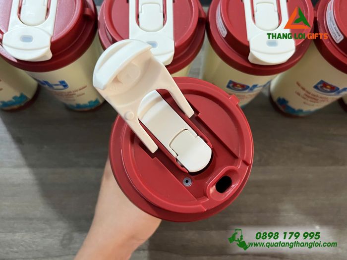 Ly Giữ Nhiệt 530ml Màu Đỏ - In Logo Đại Hội Đoàn TNCS Hồ Chí Minh Phường Diên Hồng