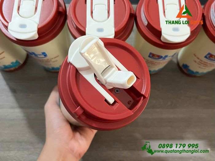 Ly Giữ Nhiệt 530ml Màu Đỏ - In Logo Đại Hội Đoàn TNCS Hồ Chí Minh Phường Diên Hồng