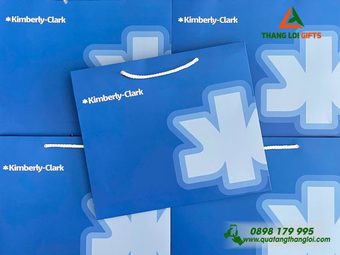Túi Xách Giấy Màu Xanh - In Logo Doanh Nghiệp Kimberly-Clark