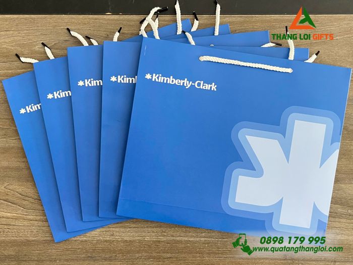 Túi Xách Giấy Màu Xanh - In Logo Doanh Nghiệp Kimberly-Clark
