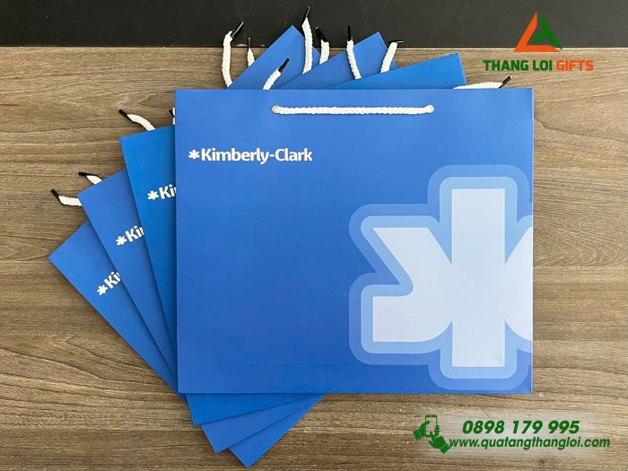 Túi Xách Giấy Màu Xanh - In Logo Doanh Nghiệp Kimberly-Clark