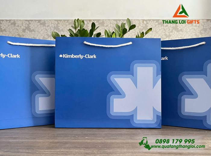 Túi Xách Giấy Màu Xanh - In Logo Doanh Nghiệp Kimberly-Clark