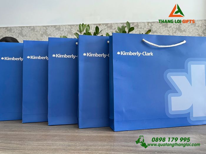 Túi Xách Giấy Màu Xanh - In Logo Doanh Nghiệp Kimberly-Clark
