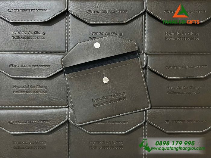 Ví Da Đựng Giấy Tờ Ô Tô - Dập Logo Doanh Nghiệp Hyundai An Giang