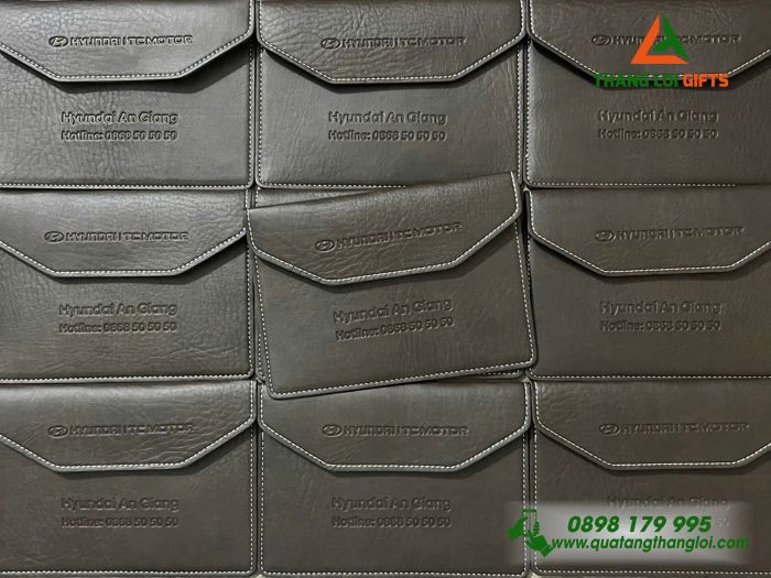 Ví Da Đựng Giấy Tờ Ô Tô - Dập Logo Doanh Nghiệp Hyundai An Giang