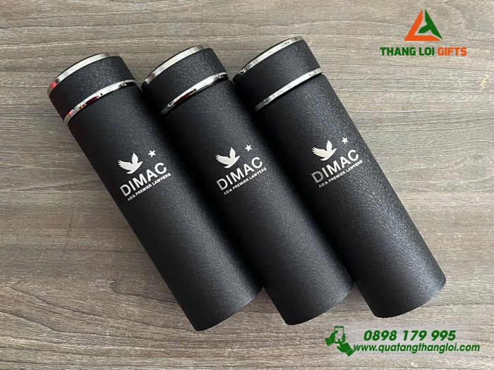 Bình Giữ Nhiệt Sơn Nhám Màu Đen - Khắc Logo Công Ty Luật DIMAC