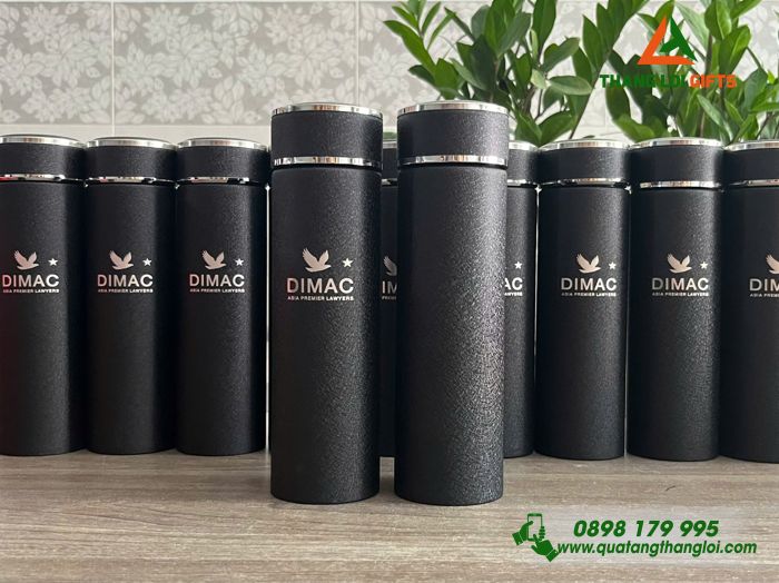 Bình Giữ Nhiệt Sơn Nhám Màu Đen - Khắc Logo Công Ty Luật DIMAC