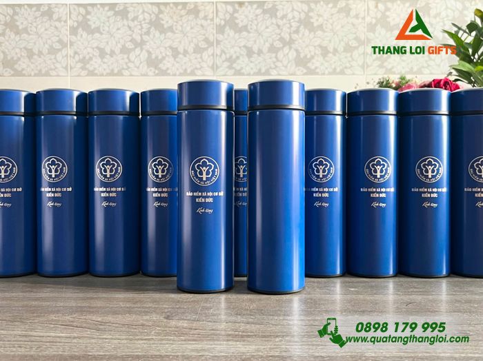 Bình Giữ Nhiệt Màu Xanh 500ml - Khắc Logo Bảo Hiểm Xã Hội Việt Nam