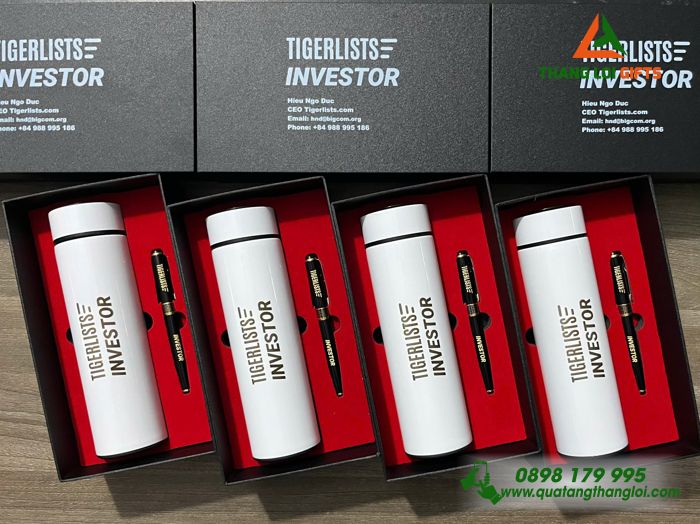 Combo Quà Tặng (Bình & Bút) - In Khắc TIGERLISTS INVESTOR