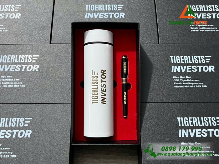 Combo Quà Tặng (Bình & Bút) - In Khắc TIGERLISTS INVESTOR