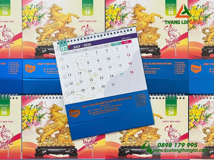 Lịch Để Bàn - Ép Kim Logo Doanh Nghiệp Bote Việt Nam
