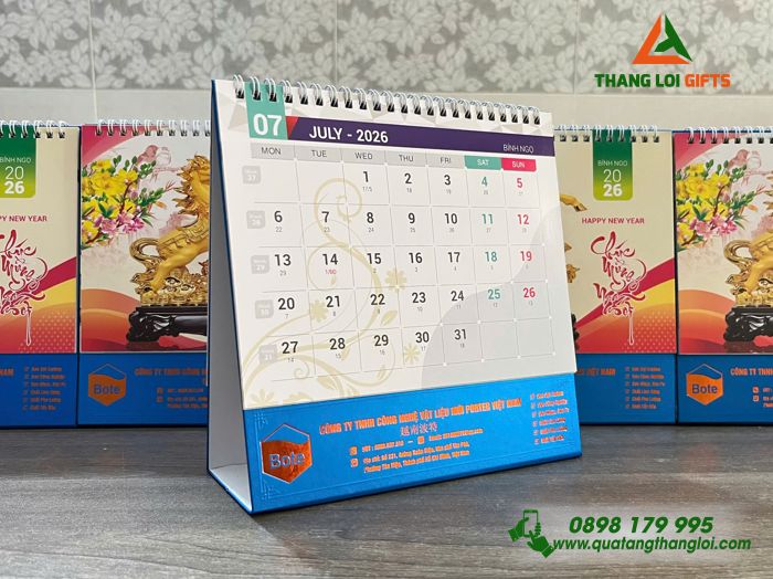 Lịch Để Bàn - Ép Kim Logo Doanh Nghiệp Bote Việt Nam