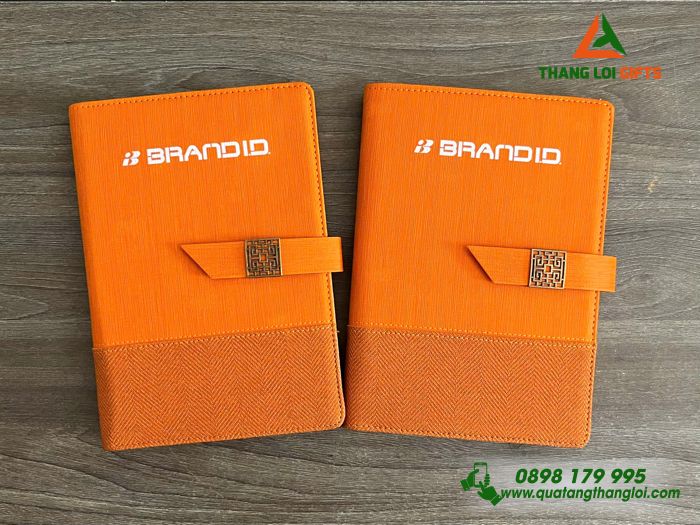 Sổ Tay Bìa Còng Màu Cam - In Logo Doanh Nghiệp BRAND ID